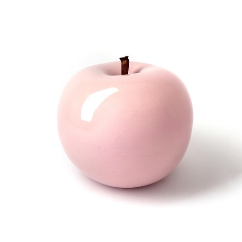 德國BULL＆STEIN 石櫻粉陶瓷釉光蘋果雕塑 (室內、直徑20公分)