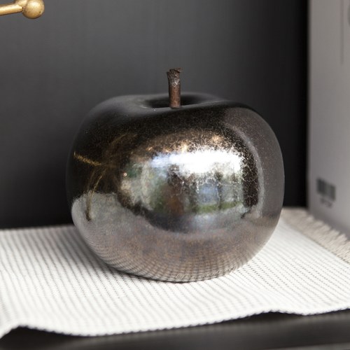德國BULL＆STEIN 煙燻色陶瓷釉光蘋果雕塑 (室內、直徑20公分)