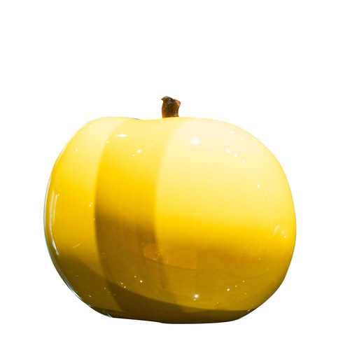 德國BULL＆STEIN 毛茛花黃陶瓷釉光蘋果雕塑 (室內、直徑12公分)