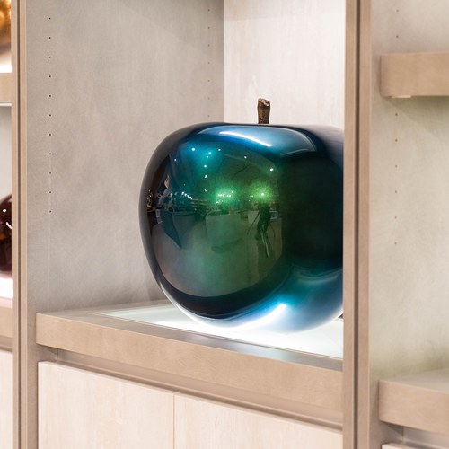 德國BULL＆STEIN 北極光色陶瓷釉光蘋果雕塑 (直徑29公分)
