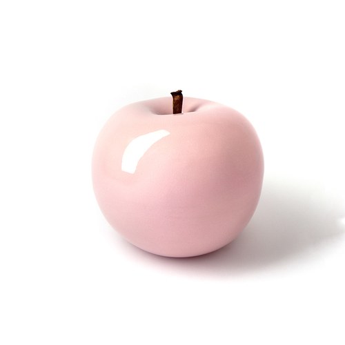 德國BULL＆STEIN 石櫻粉陶瓷釉光蘋果雕塑 (室內、直徑12公分)