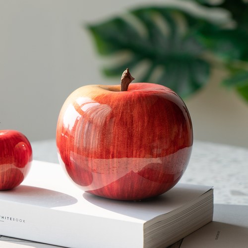 德國BULL＆STEIN  擬真陶瓷釉光蘋果雕塑 (室內、直徑12公分)