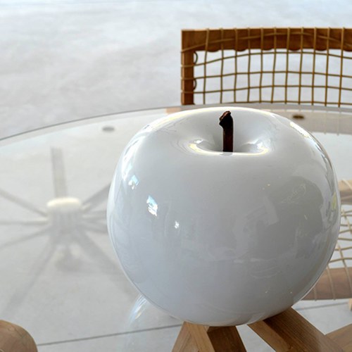 德國BULL＆STEIN 白潤陶瓷蘋果雕塑 (室內、直徑5.5公分)