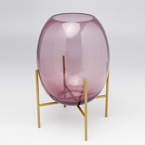 德國KARE 紫迷金絲高腳玻璃花器 (高37公分)