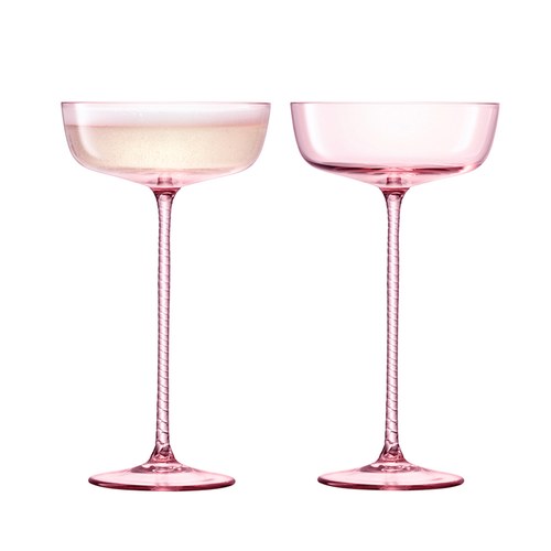 英國LSA 威尼斯派對 螺旋紋香檳碟2入組 (粉色、190毫升)-TH01