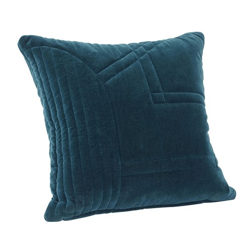 丹麥Hubsch 幾何藍絲絨方型靠枕