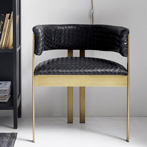 丹麥Nordal 手工編織皮革鑲嵌奢華單椅