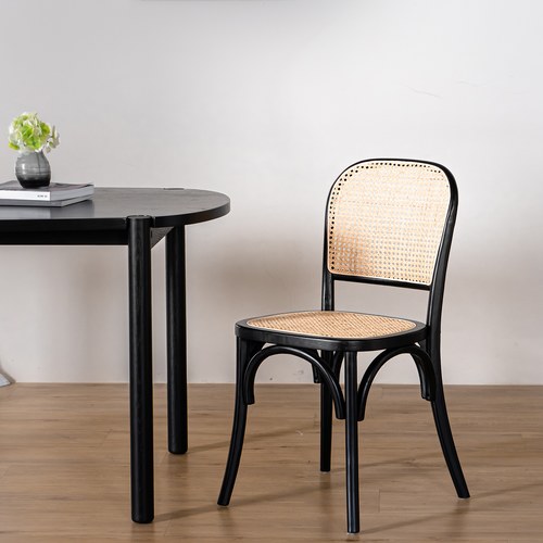 丹麥Nordal 藤編格線簍空單椅 (黑框)