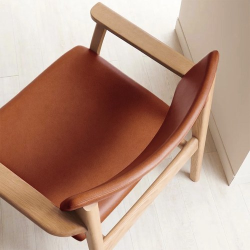 丹麥Sketch Poise典藏實木單人沙發 (橡木/皮革椅墊)