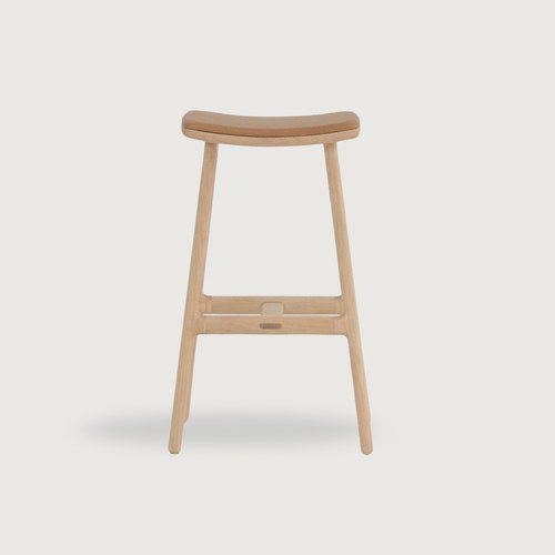 丹麥Sketch 微波浪皮革吧台椅 (橡木、高75.5公分)