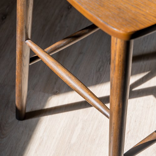 丹麥Sketch 鏤空椅背吧台椅 (深橡木)