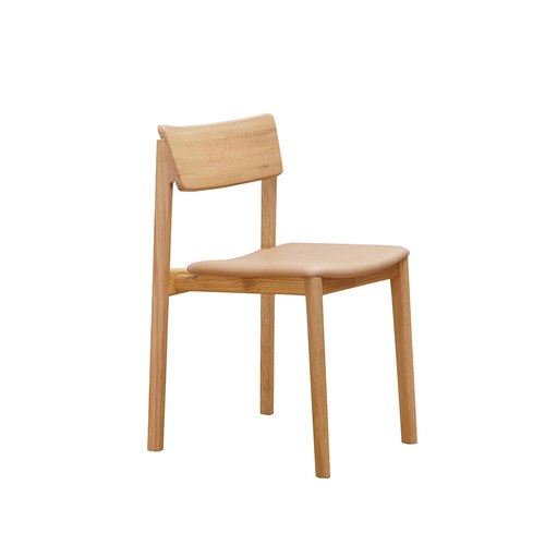 丹麥Sketch Poise典藏實木可堆疊單椅(橡木/淺焦糖皮革椅墊)