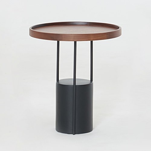 丹麥Sketch Cloch 混凝土柱腳圓形邊桌(胡桃木)