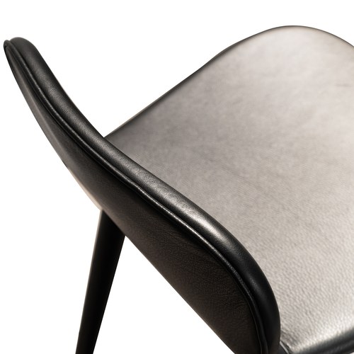 丹麥Sketch Puddle圓弧流線型吧台椅 (皮革/黑)