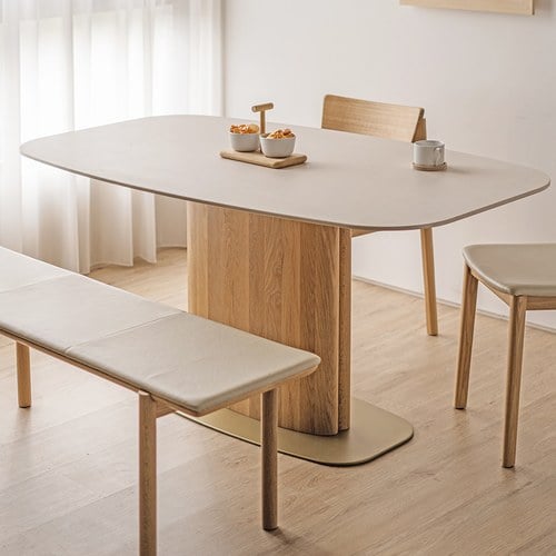 丹麥Sketch Tilba岩板平衡餐桌 (米白)