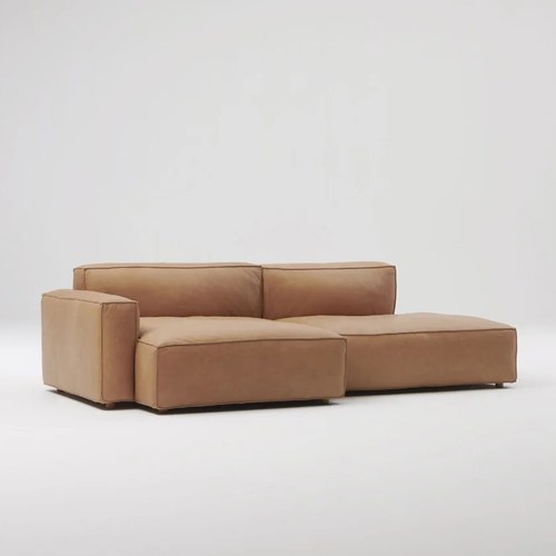 丹麥Sketch Baker積木皮革三人座沙發 (左向、焦糖)
