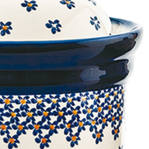 波蘭 Zaklady 藍花星點陶瓷圓型儲物罐 (直徑16.5公分)