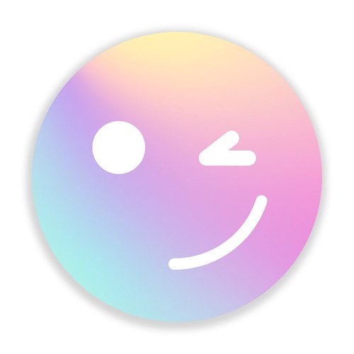 美國TwoPalms 幻彩眨眼Emoji圓形掛畫 (玻璃、76公分)