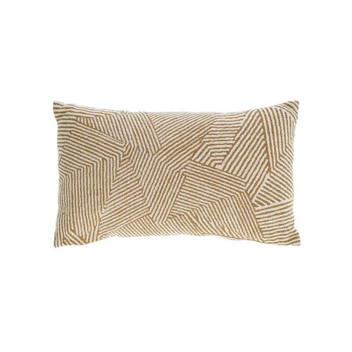 夏馬Shiamal Home 純棉米棕葉片紋長型靠枕(棕、長50公分)