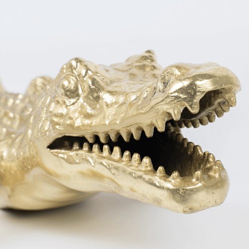 荷蘭 BoldMonkey 沼澤鑲金鱷魚雕塑品