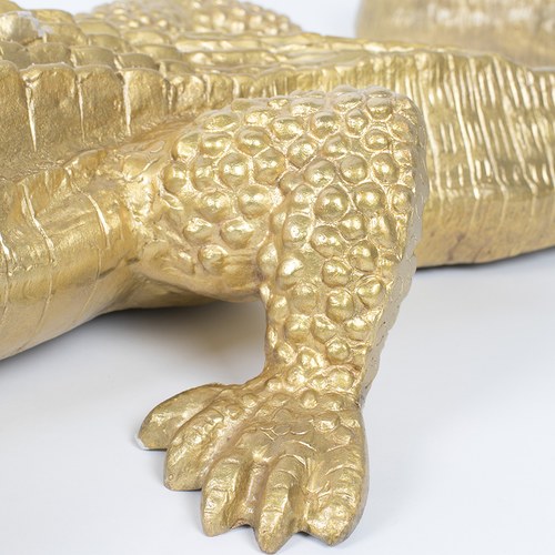 荷蘭 BoldMonkey 沼澤鑲金鱷魚雕塑品 (長150公分)