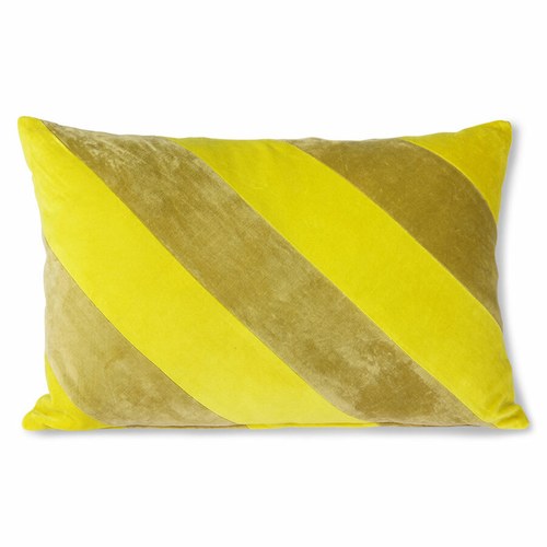 荷蘭HkLiving 羅馬黃綠條紋天鵝絨抱枕 (40x60公分)