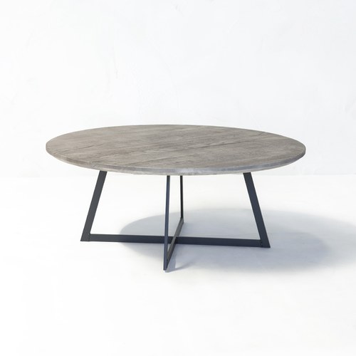 荷蘭PURE 工業風橡木圓形咖啡桌 (岩灰、直徑100公分)