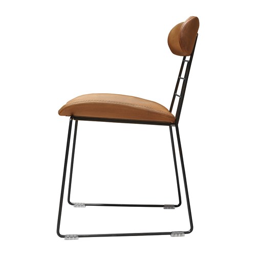 荷蘭PURE 工業風金屬框皮革單椅 (棕)