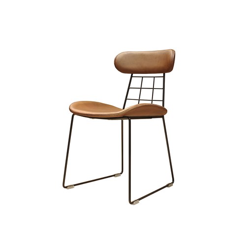 荷蘭PURE 工業風金屬框皮革單椅 (棕)