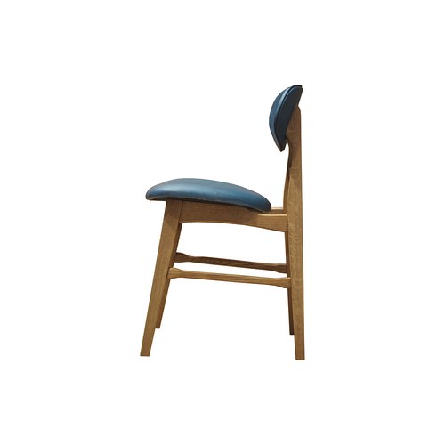荷蘭PURE 原木斜桿造型皮革單椅 (藍)
