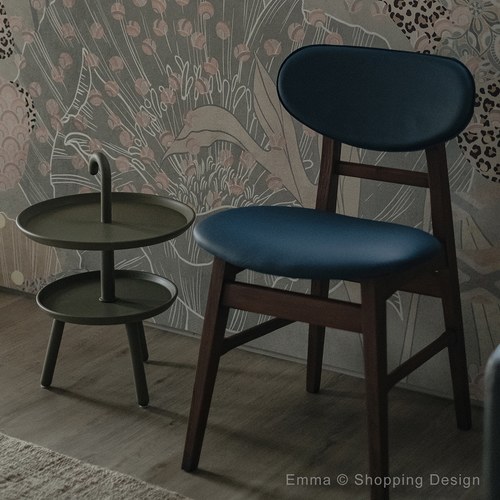 荷蘭PURE 原木斜桿造型皮革單椅 (藍)