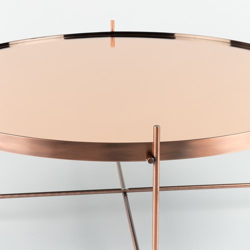 荷蘭Zuiver 瑰麗感玫瑰金鏡面邊桌 (中、直徑62.5)