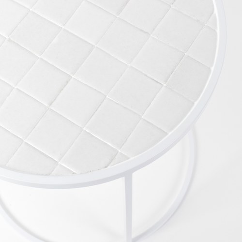 荷蘭Zuiver 拼磚釉面圓形邊桌 (白、40公分)