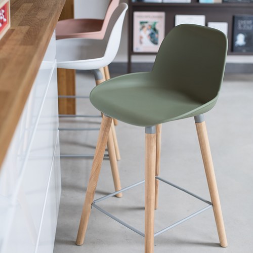 荷蘭Zuiver 艾伯特簡約弧形吧檯椅 (橄欖綠)