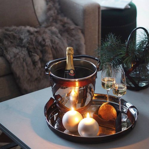 芬蘭Balmuir皮革家飾 交叉編織香檳冰桶 (深咖啡)