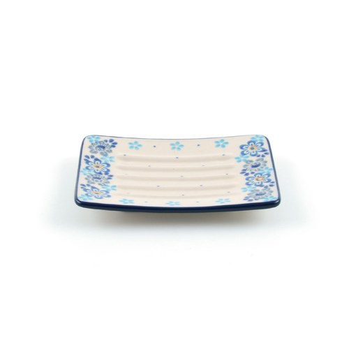 荷蘭BunzlauCastle 水藍色花朵圖紋肥皂盤