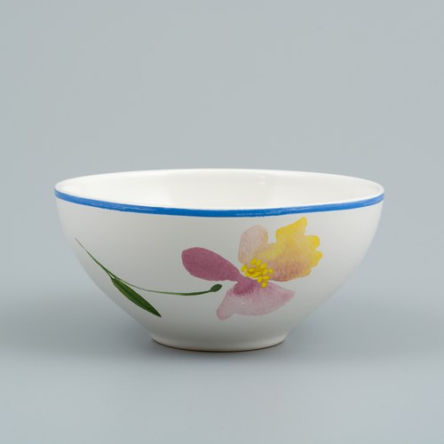 荷蘭FloraCastle 粉晶色飄香花圖紋陶碗 (直徑13公分)