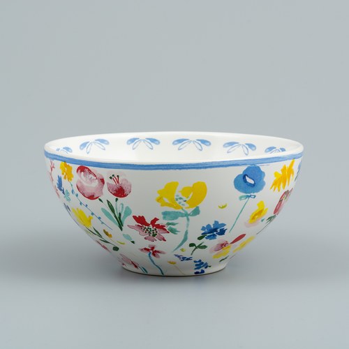 荷蘭FloraCastle 繽紛花朵圖紋陶碗 (直徑13公分)