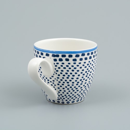 荷蘭FloraCastle 藍色手繪方塊圖紋咖啡杯 (250毫升)