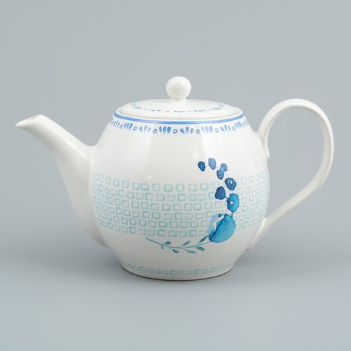 荷蘭FloraCastle 水藍色桔梗花圖紋茶壺