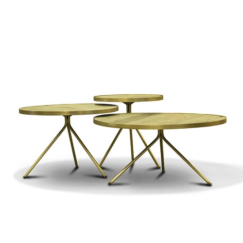 荷蘭PURE 極簡工業風圓形邊桌 (黃銅、直徑75公分)