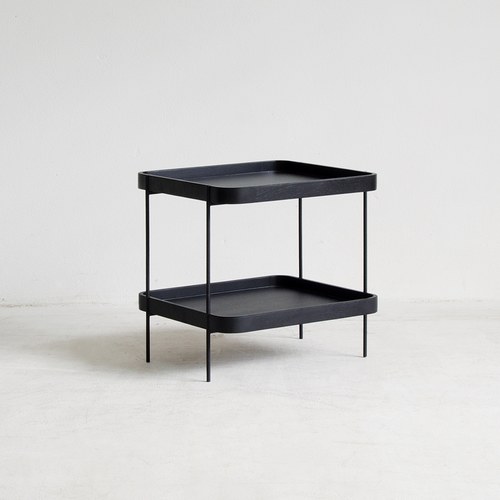 丹麥Sketch 立體邊緣雙層方形邊桌 (黑)