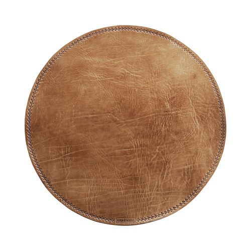 丹麥tineKhome 手工皮革圓形餐墊 (棕、直徑40公分)