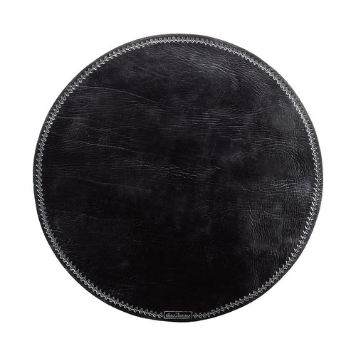 丹麥tineKhome 手工皮革圓形餐墊 (黑、直徑40公分)