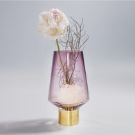 德國KARE 錐形鑲金圈玻璃花器 (紫、高26公分)