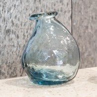 丹麥Hubsch 波紋自然形小花器(透明藍)