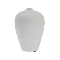 丹麥Lene Bjerre 質樸陶作窄口花器 (白、高30公分)