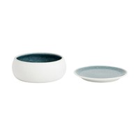 丹麥Nordal磨砂白陶瓷碗盤組(藍、直徑9.5公分)