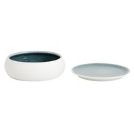 丹麥Nordal磨砂白陶瓷碗盤組(藍、直徑12公分)