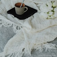 丹麥Nordal質樸亞麻披毯(白)